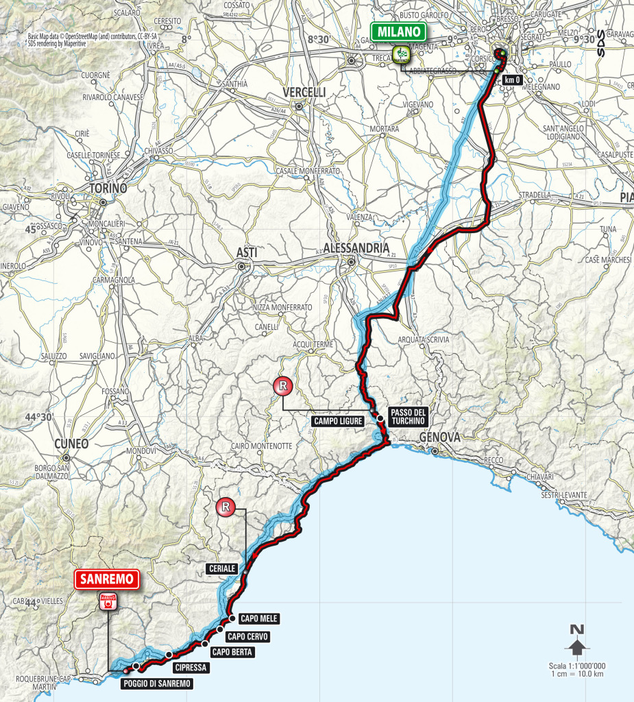 Planimetria della Milano-Sanremo 2015