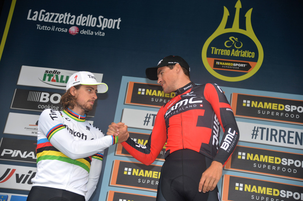 Peter Sagan e Greg Van Avermaet sul podio finale